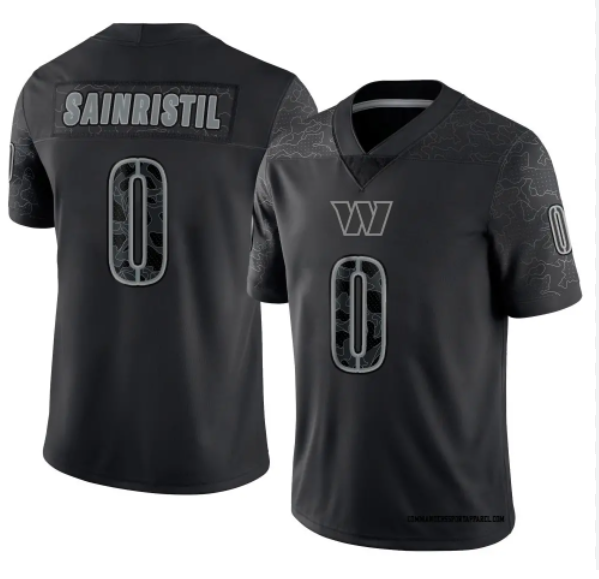 Men Washington Commanders 0 Mike Sainristil Alternate Game Black jersey